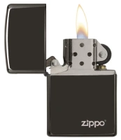 Купить Зажигалка ZIPPO Classic с покрытием Ebony™, латунь/сталь, чёрная с логотипом, глянцевая, 38x13x57 мм арт. 24756ZL