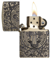 Купить Зажигалка ZIPPO Armor® с покрытием Antique Brass, латунь/сталь, золотистая, матовая, 38x13x57 мм арт. 29719