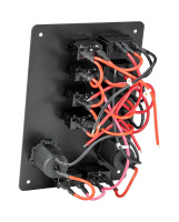 Купить Панель бортового питания, 4 переключателя, 2 разьёма прикуривателя, индикация, автоматы (упаковка из 24 шт.) арт. 10141-BK_pkg_24