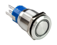 Купить Кнопка без фиксации, подсветка синяя, 12 В, (упаковка из 10 шт.) арт. PB4212TB_pkg_10