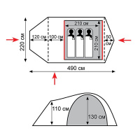 Купить Tramp палатка Cave 3 (V2) (серый) арт. TRT-21