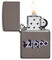 Купить Зажигалка ZIPPO Zippo Design с покрытием Black Ice®, латунь/сталь, чёрная, глянцевая, 38x13x57 мм арт. 49417