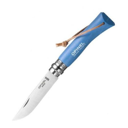 Купить Нож Opinel №7 Trekking, нержавеющая сталь, кожаный темляк, синий, 001441 арт. 001441