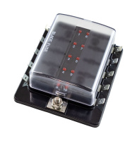 Купить Блок на 10 предохранителей ATP/ATC/ATO с крышкой и индикацией исправности предохранителя (упаковка из 25 шт.) арт. AES16150210_pkg_25