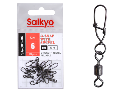 Купить Вертлюг с застежкой Saikyo SA-301-06 - 10 шт (13кг) арт. SA-301-06