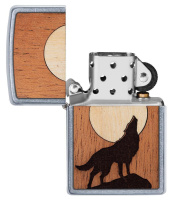 Купить Зажигалка ZIPPO WOODCHUCK с покрытием Street Chrome™, латунь/сталь/дерево, серебристая, 38x13x57 мм арт. 49043
