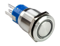 Купить Кнопка без фиксации; подсветка синяя; 12В арт. PB4212TB