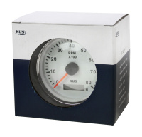 Купить Тахометр 0-8000 об/мин со счетчиком моточасов делитель 0.5-250; белый циферблат; нержавеющий ободок арт. JMV00247_KY07103