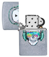 Купить Зажигалка ZIPPO Skull Headphone с покрытием Street Chrome™, латунь/сталь, серебристая, 38x13x57 мм арт. 29855