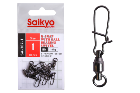 Купить Вертлюг с застежкой Saikyo SA-307-1 - 10 шт (18кг) арт. SA-307-1