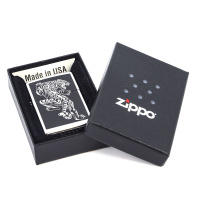 Купить Зажигалка ZIPPO Tigre с покрытием Brushed Chrome, латунь/сталь, серебристая, матовая, 38x13x57 мм арт. 207 Tigre