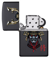 Купить Зажигалка ZIPPO Samurai Helmet Design с покрытием Black Matte, латунь/сталь, чёрная, 38x13x57 мм арт. 49259