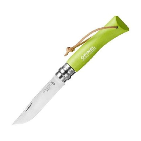 Купить Нож Opinel №7 Trekking, нержавеющая сталь, кожаный темляк, светло-зеленый, 001442 арт. 001442