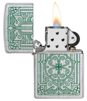Купить Зажигалка ZIPPO Luck Design с покрытием Brushed Chrome, латунь/сталь, серебристая, 38x13x57 мм арт. 49593