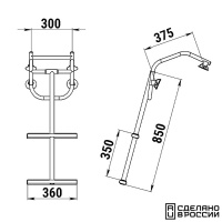 Купить Трап дайверский для НЛ бортовым креплением, 2 черных ступени (ширина 325 мм.) арт. 040116BT