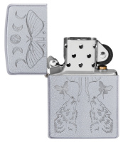 Купить Зажигалка Zippo Butterfly and Wolf с покрытием Satin Chrome, латунь/сталь, серебристая арт. 49591