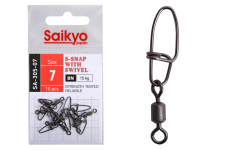 Купить Вертлюг с застежкой Saikyo SA-305-07 - 10 шт (15кг) арт. SA-305-07