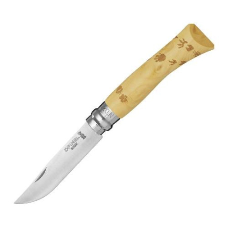 Купить Нож Opinel №7 Nature, нержавеющая сталь, рукоять самшит, гравировка следы, 001550 арт. 001550