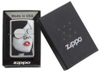 Купить Зажигалка ZIPPO Gold Design с покрытием High Polish Chrome, латунь/сталь, серебристая, 38x13x57 мм арт. 28274