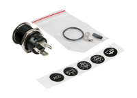 Купить Кнопка без фиксации, подсветка красная, наклейки, 12 В, 20А, 19мм арт. PB4511TR