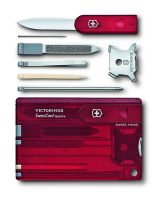 Купить Швейцарская карточка VICTORINOX SwissCard Quattro, 13 функций, полупрозрачная красная арт. 0.7200.T