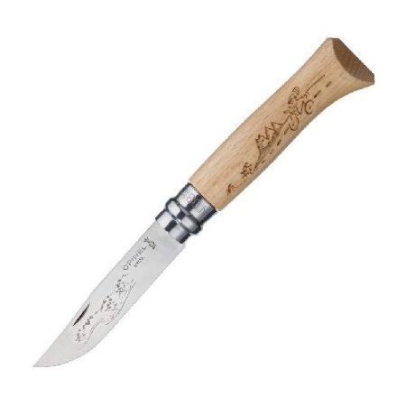 Купить Нож Opinel №8, нержавеющая сталь, рукоять бук, гравировка велосипедист, 001790 арт. 001790
