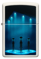 Купить Зажигалка ZIPPO Aliens Design с покрытием Glow In The Dark Green, латунь/сталь, белая, 38x13x57 мм арт. 49487