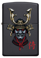 Купить Зажигалка ZIPPO Samurai Helmet Design с покрытием Black Matte, латунь/сталь, чёрная, 38x13x57 мм арт. 49259