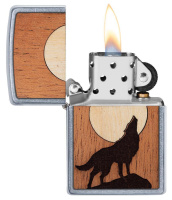 Купить Зажигалка ZIPPO WOODCHUCK с покрытием Street Chrome™, латунь/сталь/дерево, серебристая, 38x13x57 мм арт. 49043