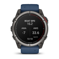 Купить Garmin quatix® 8 - 51 мм, AMOLED, Sapphire, Titanium, синий силиконовый ремешок арт. 010-02905-90