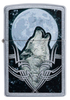 Купить Зажигалка ZIPPO Howling Wolf с покрытием Street Chrome, латунь/сталь, серебристая, 38x13x57 мм арт. 49261