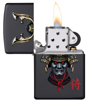 Купить Зажигалка ZIPPO Samurai Helmet Design с покрытием Black Matte, латунь/сталь, чёрная, 38x13x57 мм арт. 49259