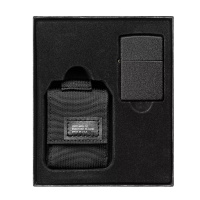 Купить Набор ZIPPO: чёрная зажигалка Black Crackle® и чёрный нейлоновый чехол, в подарочной коробке арт. 49402