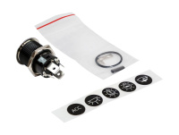 Купить Кнопка с фиксацией, подсветка белая, наклейки, 12 В, 20А, 19мм (упаковка из 10 шт.) арт. PB4511TLW_pkg_10