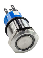 Купить Кнопка без фиксации 12В 5А; OFF-(ON) 5P; D19 синяя подсветка арт. A9C1B12VS