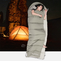 Купить Ультралёгкий спальный мешок Naturehike CNK2350WS023 M400 хлопковый с капюшоном весна осень зеленый, молния справа арт. 6927595776087