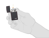 Купить Зажигалка ZIPPO Slim® с покрытием Black Matte, латунь/сталь, чёрная, матовая, 29x10x60 мм арт. 1618ZB