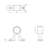 Купить Стойка поручня проходная под трубу 1" (25 мм), высота 44 мм арт. 66150_Kof