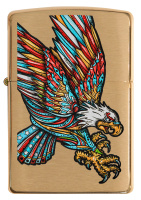 Купить Зажигалка ZIPPO Tattoo Eagle с покрытием Brushed Brass, медь/сталь, золотистая, матовая, 38x13x57 мм арт. 49667