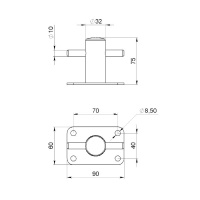 Купить Кнехт одинарный 32 мм с основанием арт. 020201T