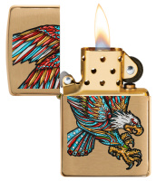 Купить Зажигалка ZIPPO Tattoo Eagle с покрытием Brushed Brass, медь/сталь, золотистая, матовая, 38x13x57 мм арт. 49667