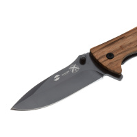 Купить Нож складной Stinger, 80 мм, (чёрный), материал рукояти: сталь/эбеновое дерево (коричневый) арт. FK-632ZW