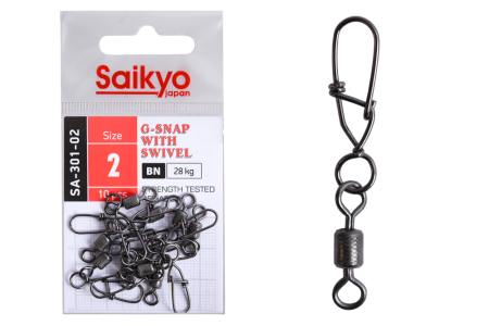 Купить Вертлюг с застежкой Saikyo SA-301-02 - 10 шт (28кг) арт. SA-301-02