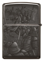 Купить Зажигалка ZIPPO Knight Fight с покрытием High Polish Black, латунь/сталь, чёрная, 38x13x57 мм арт. 49292