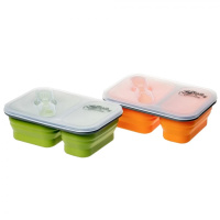 Купить Tramp контейнер силиконовый 2 отсека с ловилкой.Оранжевый. арт. TRC-090