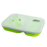 Купить Tramp контейнер силиконовый 2 отсека с ловилкой.Оливковый. арт. TRC-090