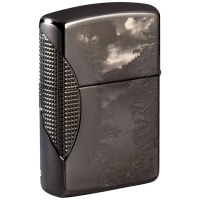 Купить Зажигалка ZIPPO Armor™ Wolf  с покрытием High Polish Black Ice®, латунь/сталь, чёрная, 38x13x57 мм арт. 49353