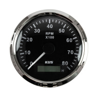 Купить Тахометр 0-8000 об/мин со счетчиком моточасов делитель 0.5-250, черный циферблат, нержавеющий ободок (упаковка из 30 шт.) арт. JMV00248_KY07003_pkg_30