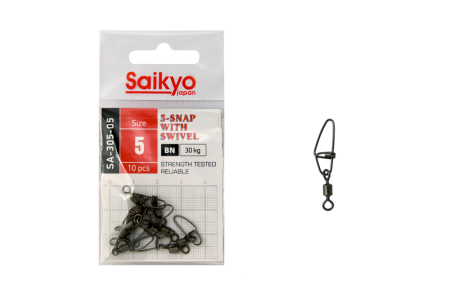 Купить Вертлюг с застежкой Saikyo SA-305-05 - 10 шт (30кг) арт. SA-305-05