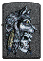 Купить Зажигалка ZIPPO Wolf Skull с покрытием Iron Stone™, латунь/сталь, серая, матовая, 38x13x57 мм арт. 29863